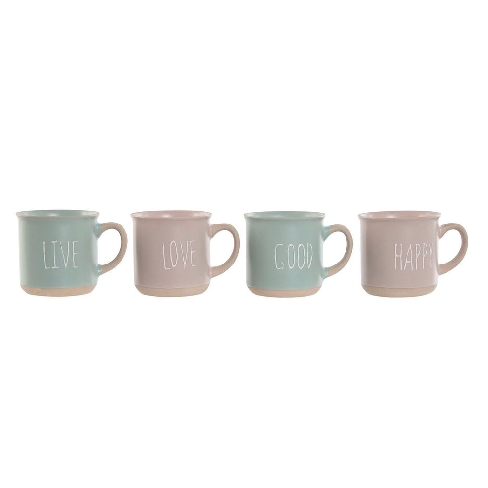 Piece Coffee Cup Set Home ESPRIT Blue Pink Stoneware 4 Pieces 180 ml