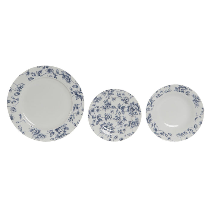 Dinnerware Set Home ESPRIT Blue Porcelain Floral 18 Pieces 27 x 27 x 2 cm