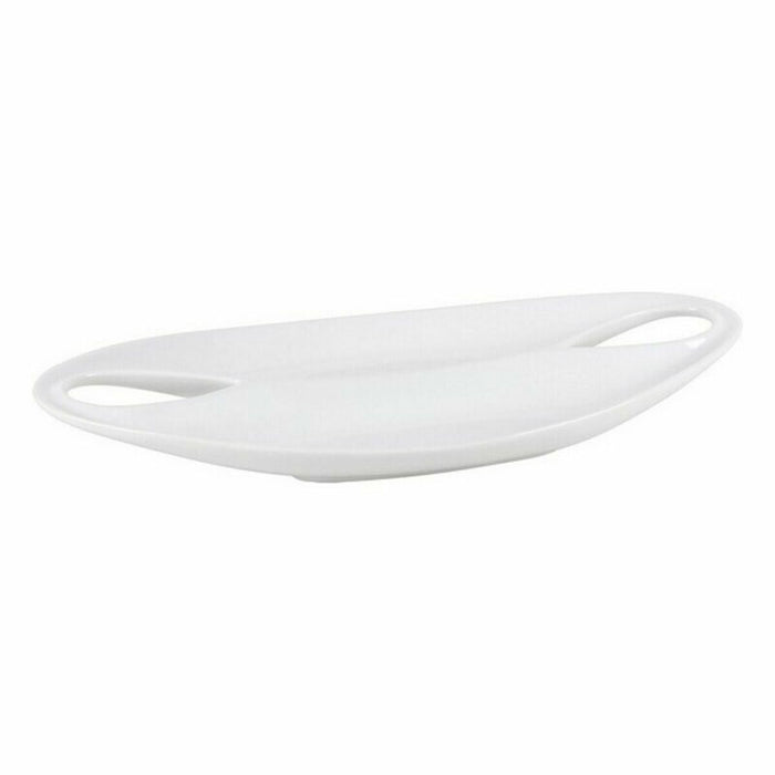 Tray Inde Etrusca Double Porcelain White 36,5 x 18 x 4,5 cm (12 Units)