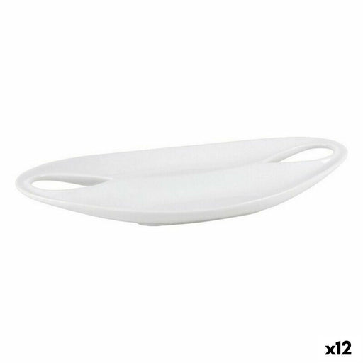 Tray Inde Etrusca Double Porcelain White 36,5 x 18 x 4,5 cm (12 Units)