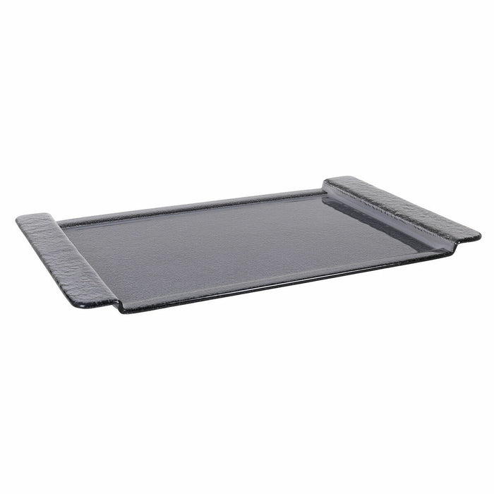 Tray Inde Black Glass 53 x 32,5 cm (3 Units)