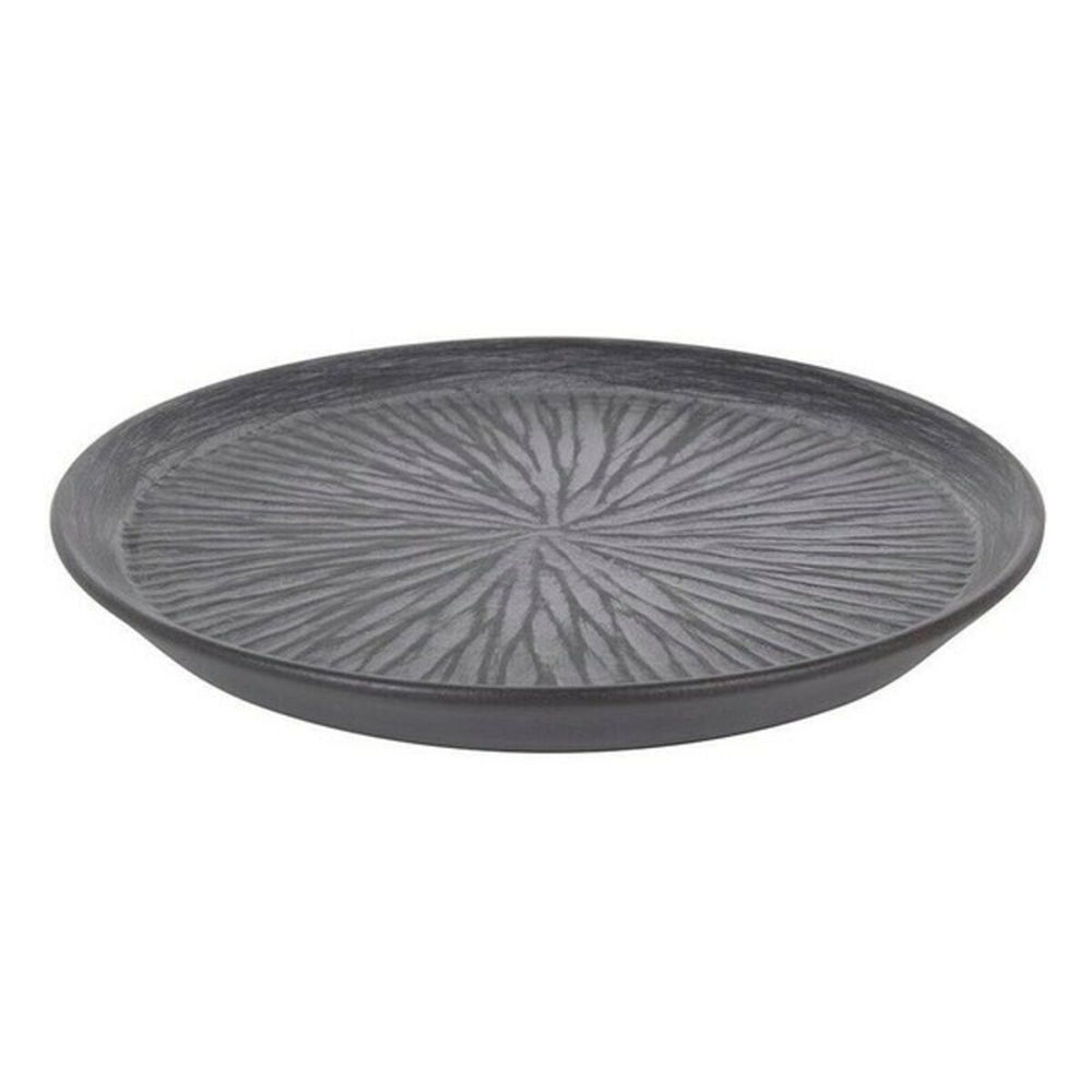 Flat plate Stoneware Lotus Porcelain Black (ø 23 x 2,5 cm)