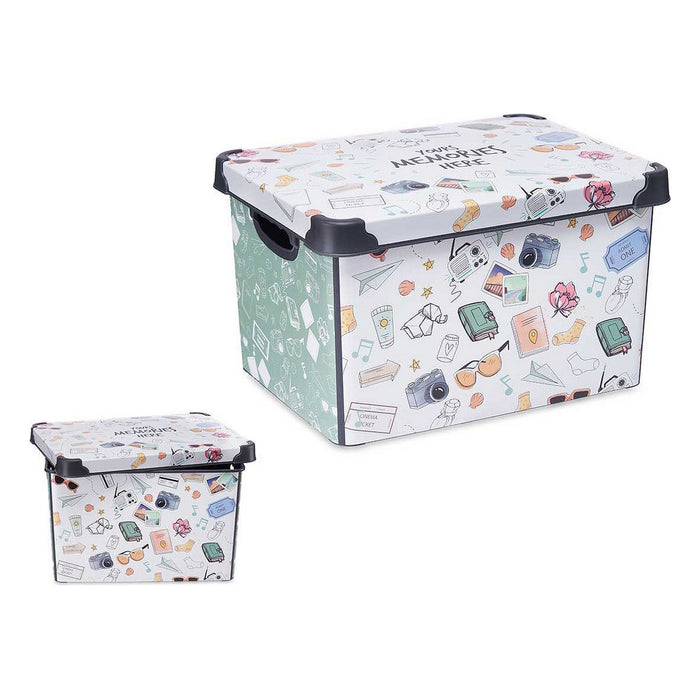 Storage Box with Lid Multicolour Metal Plastic 22 L (Refurbished A)