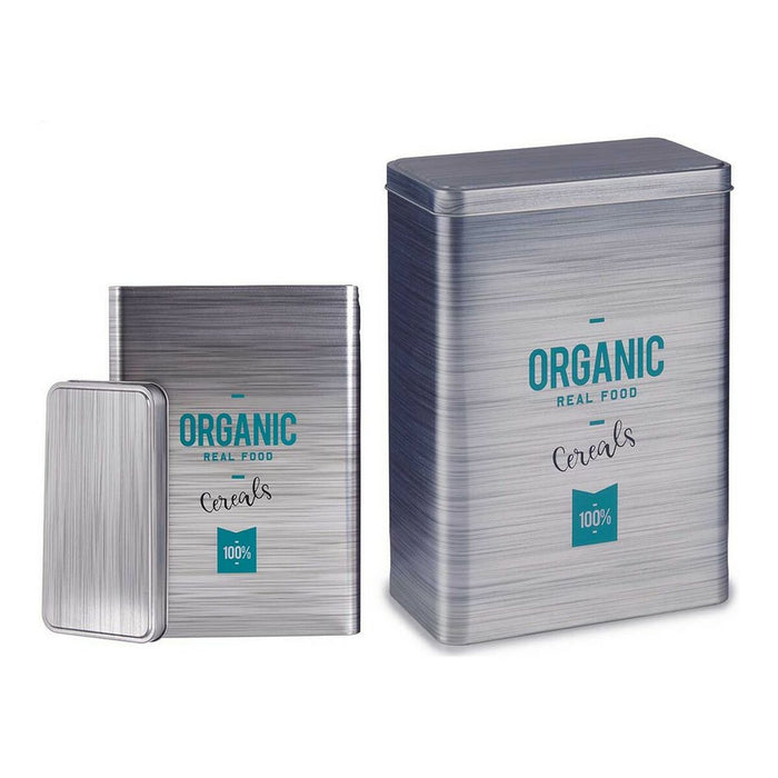 Tin Rectangular Cereals Grey Tin (9,6 x 24,7 x 17,6 cm)