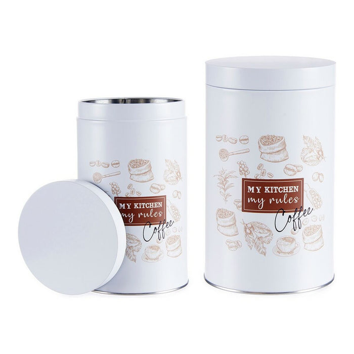Tin Coffee 10,4 x 18,2 x 10,4 cm White Tin
