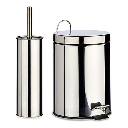 Pedal Bin and Toilet Brush Holder Steel 5L Silver