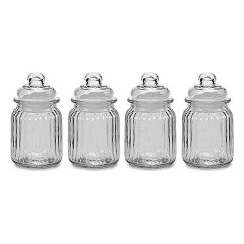 Glass Jar 4 Units Transparent Ø 7,5 x 12,5 cm 300 ml