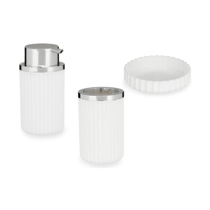 Bath Set 3 Pieces White Plastic