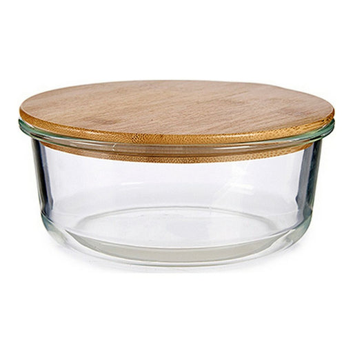 Lunch box Transparent Bamboo Borosilicate Glass 17 x 7 x 17 cm