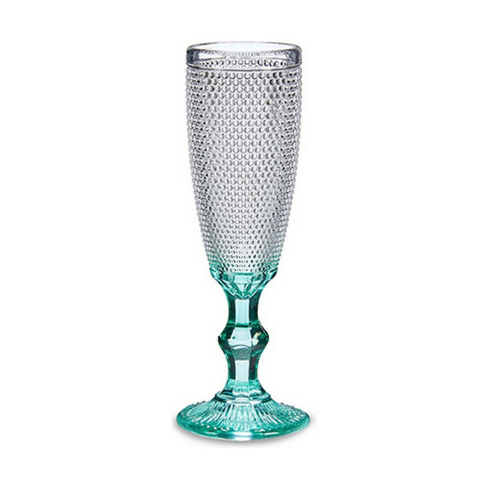 Champagne glass Turquoise Points Transparent Glass 185 ml