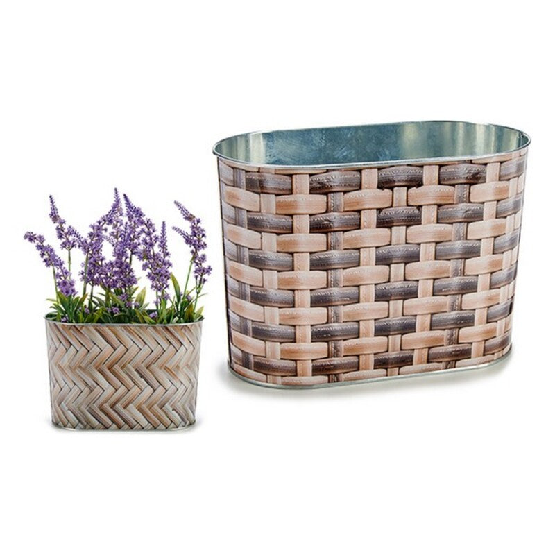 Planter Metal wicker (12,7 x 15 x 23,5 cm) Oval Tall Large