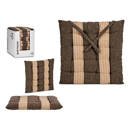 Chair cushion Brown Stripes (40 x 6 x 40 cm)