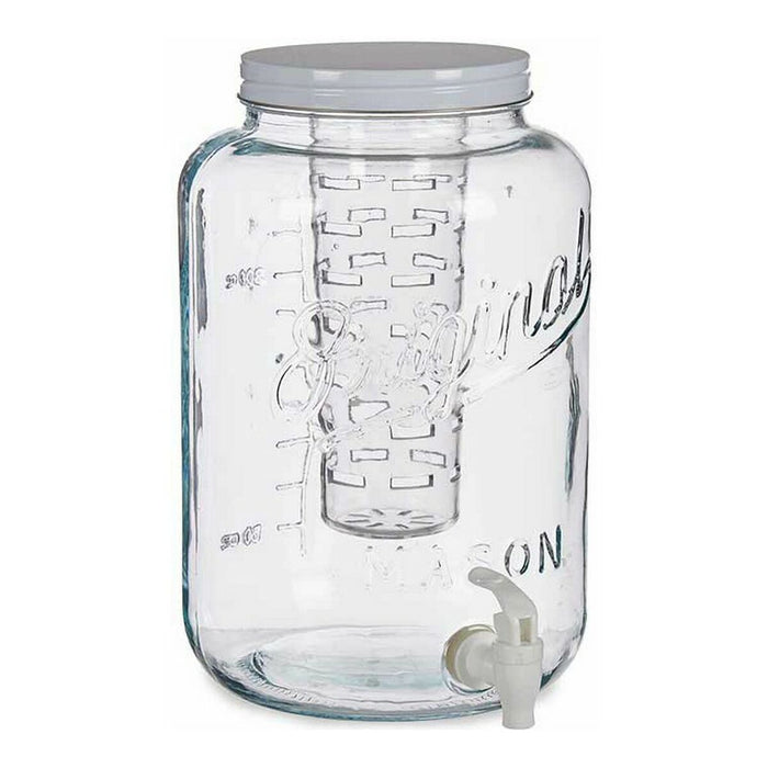 Jug Transparent Tap Cooler Metal Plastic Glass (20,7 x 31,5 x 20,7 cm) (8 L)