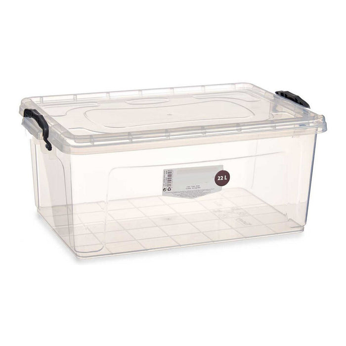 Storage Box with Lid Transparent Plastic 22 L (Refurbished A)