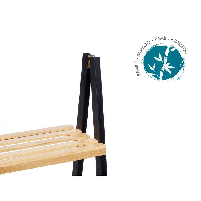 Bathroom Shelves Black Natural Bamboo Pine 40,3 x 81,5 x 30 cm