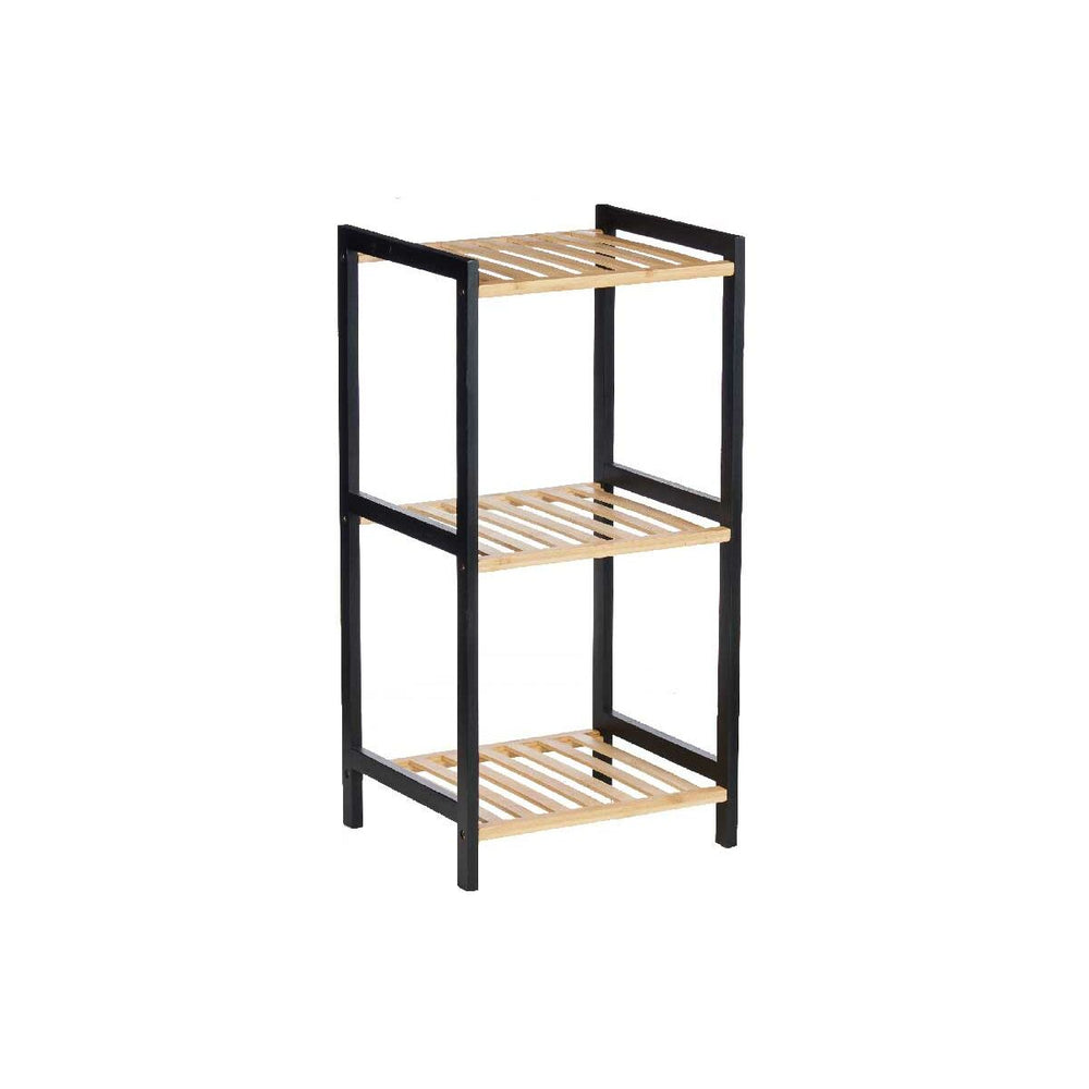 Bathroom Shelves 35 x 30 x 70 cm Black Natural Bamboo Pine