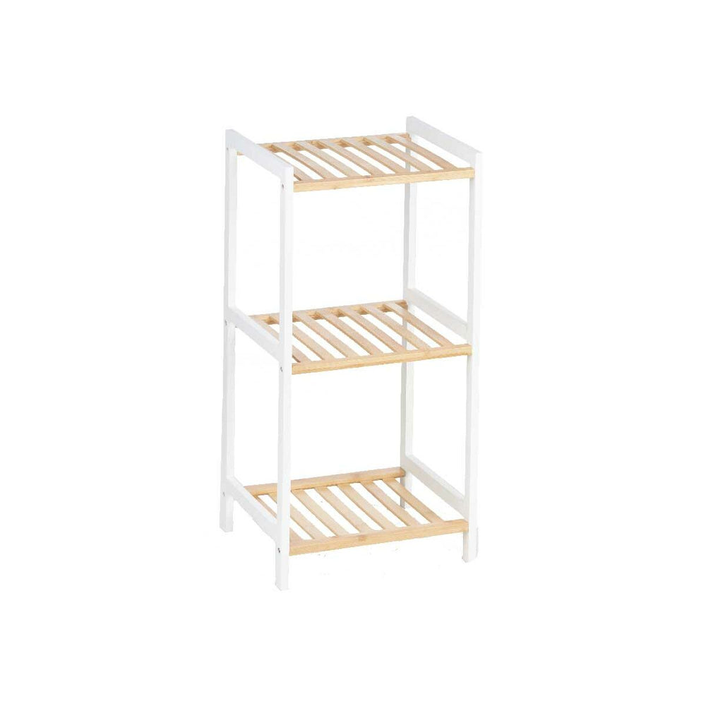 Bathroom Shelves 35 x 30 x 70 cm White Natural Bamboo Pine