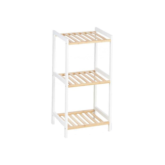 Bathroom Shelves 35 x 30 x 70 cm White Natural Bamboo Pine