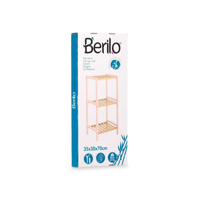 Bathroom Shelves 35 x 30 x 70 cm Pink Natural Bamboo Pine