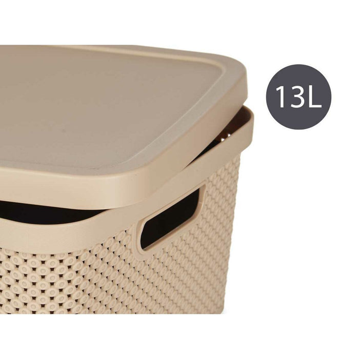 Storage Box with Lid Beige Plastic (28 x 15 x 39 cm)