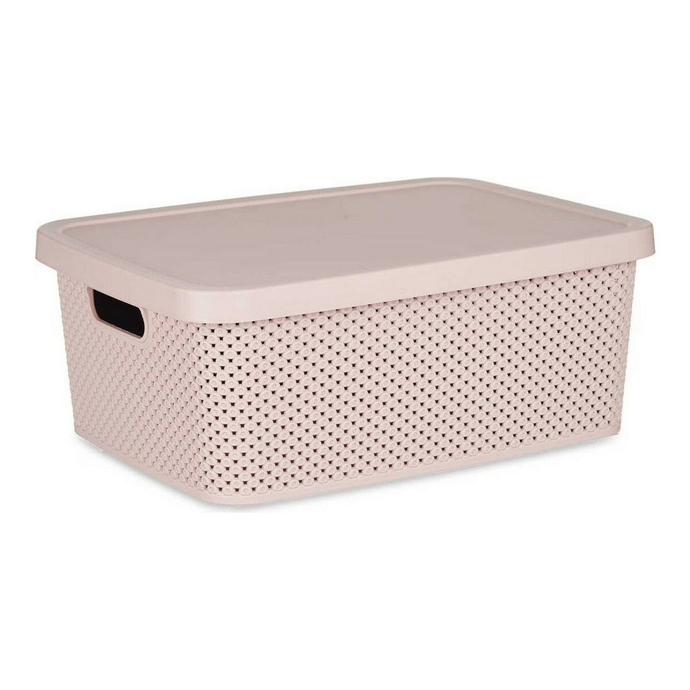 Storage Box with Lid Pink Plastic (28,5 x 15 x 38,5 cm)