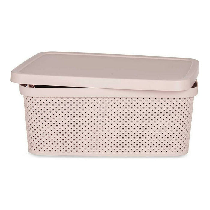 Storage Box with Lid Pink Plastic (28,5 x 15 x 38,5 cm)