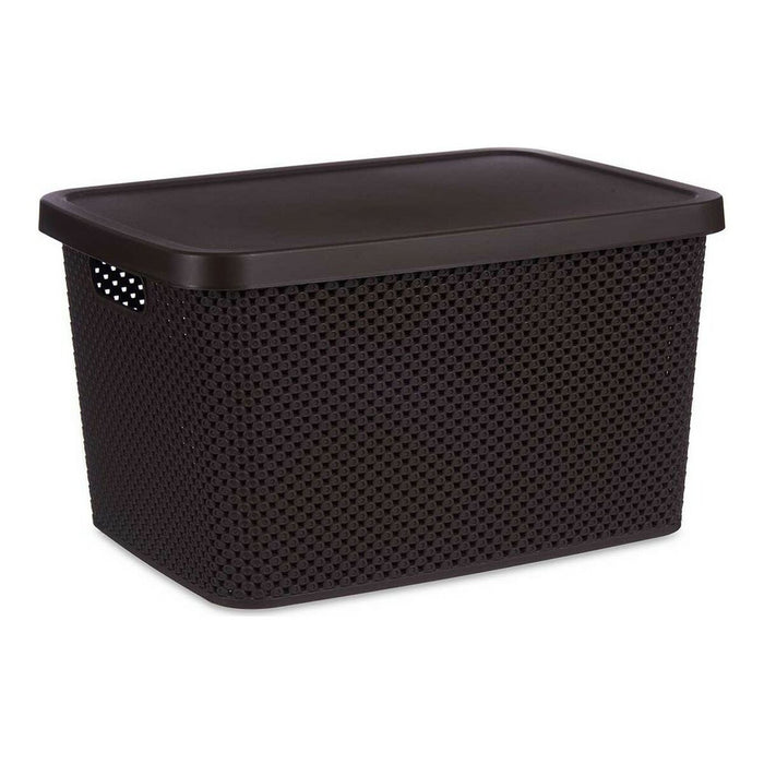 Storage Box with Lid Brown Plastic (28 x 22 x 39 cm)