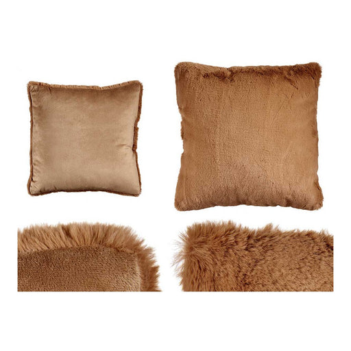 Cushion With hair Brown Synthetic Leather (40 x 2 x 40 cm)