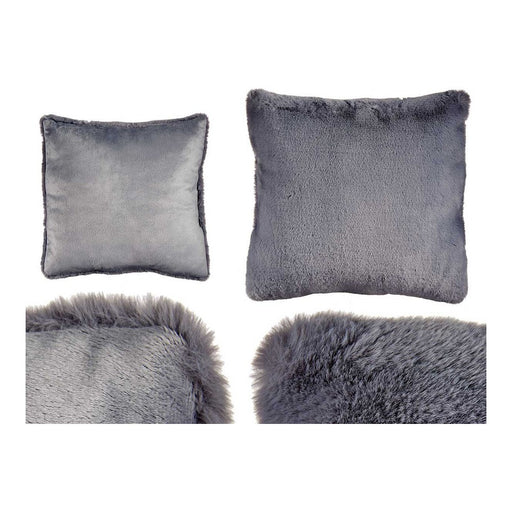 Cushion With hair Grey Synthetic Leather (40 x 2 x 40 cm)