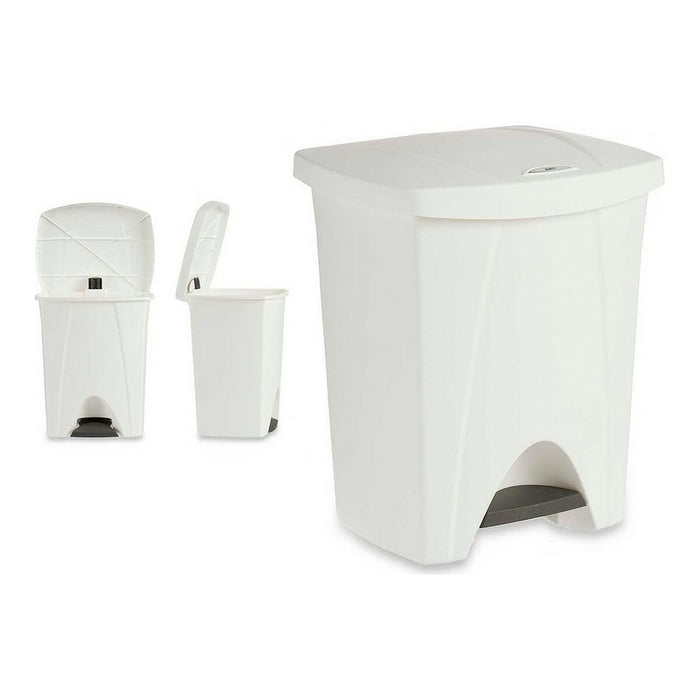 Waste bin with pedal White polypropylene 25L (29,5 x 41 x 35,5 cm)