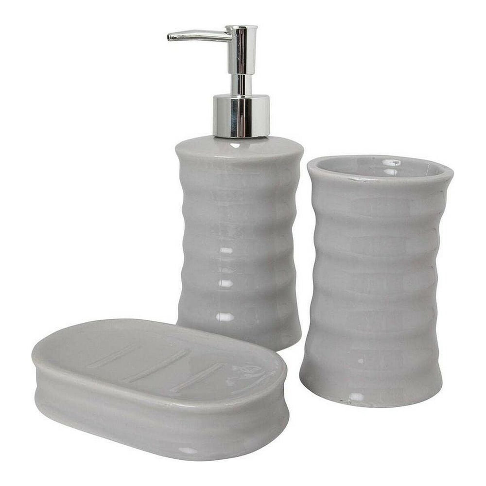 Bath Set 89457 Waves Ceramic Grey Metal (3 pcs)