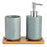 Bath Set Squares Grey Ceramic Bamboo (3 pcs)