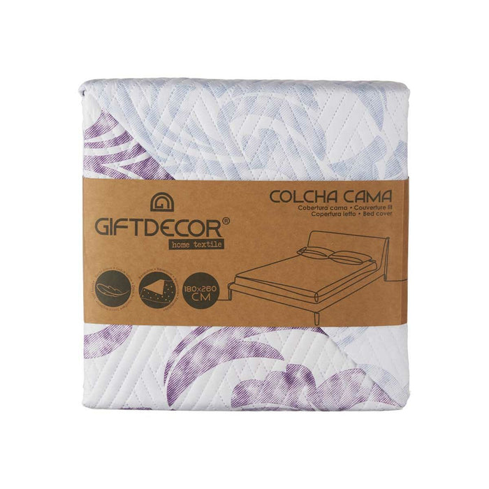 Reversible Bedspread White Purple Multicolour (Refurbished B)