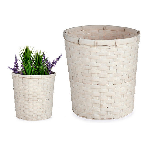 Planter White PVC Bamboo (25 x 24 x 25 cm)