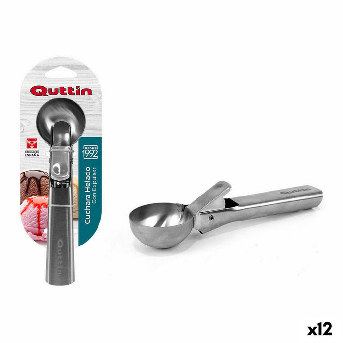 Ice cream Spoon Quttin 62955 Stainless steel Silver 18 x 5 x 4 cm (12 Units)