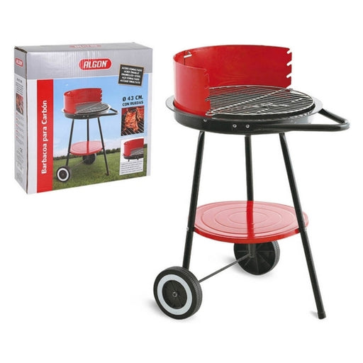 Coal Barbecue with Wheels Algon Black Red (Ø 43 cm) Enamelled Steel