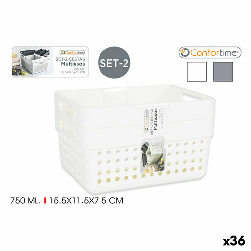 Multi-purpose basket Confortime 144943 15,5 x 11,5 x 7,5 cm (2 Pieces) (36 Units) (15,5 x 11,5 x 7,5 cm)