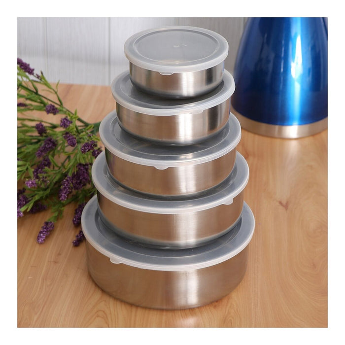 Set of 5 lunch boxes Quttin Stainless steel Ø 18 cm Ø 12 cm Ø 14 cm Ø 16 cm Ø 10 cm (5 Units)