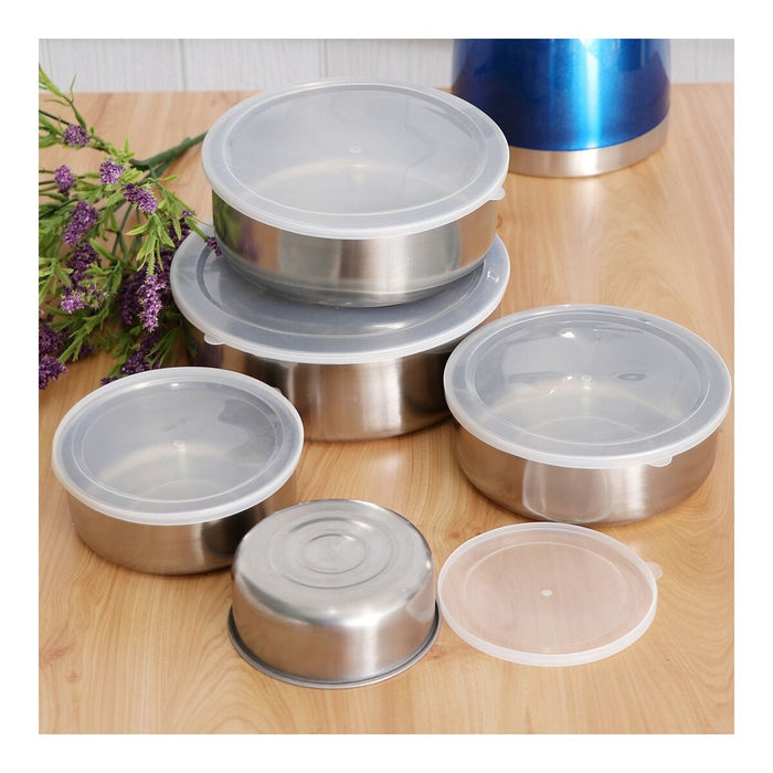 Set of 5 lunch boxes Quttin Stainless steel Ø 18 cm Ø 12 cm Ø 14 cm Ø 16 cm Ø 10 cm (5 Units)