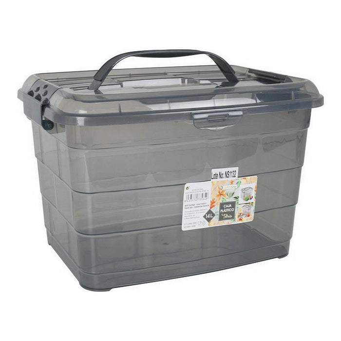 Storage Box Confortime Tetris Grey Plastic 14 L (12 Units)