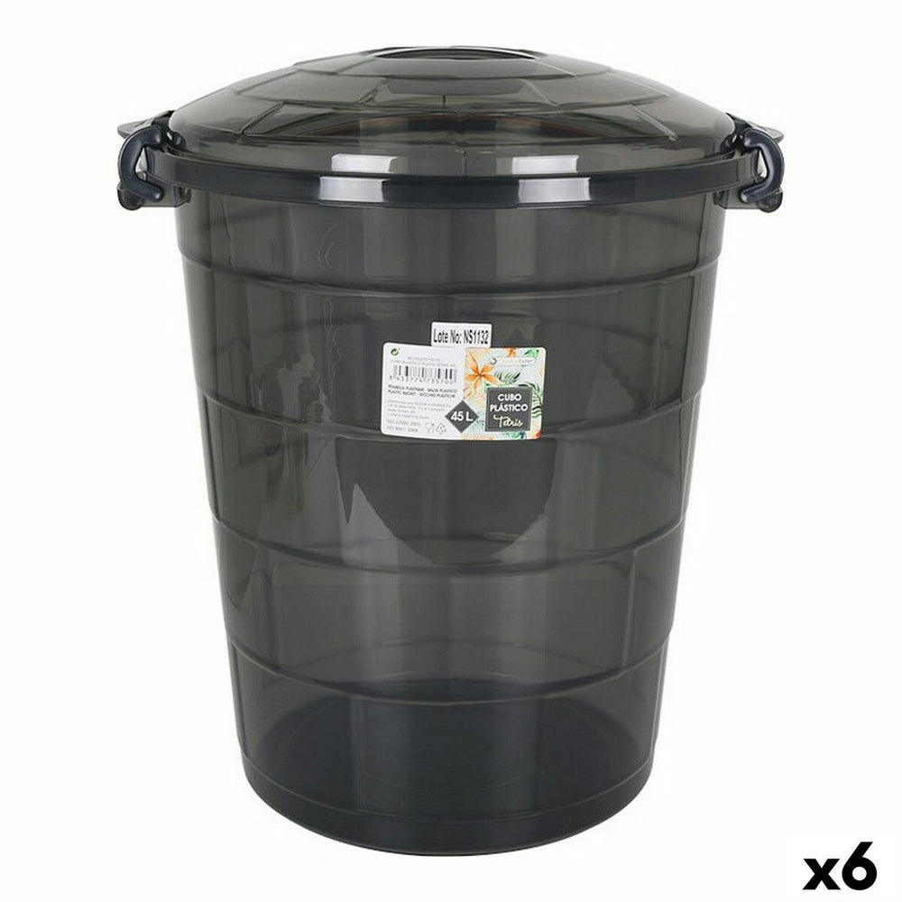 Bucket Confortime Tetris Dark grey Plastic 45 L (6 Units)