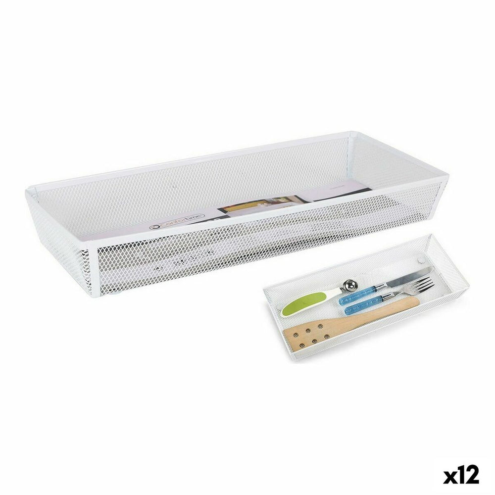 Cutlery Organiser Confortime Metal White 37,5 x 15,24 x 5,2 cm (12 Units)