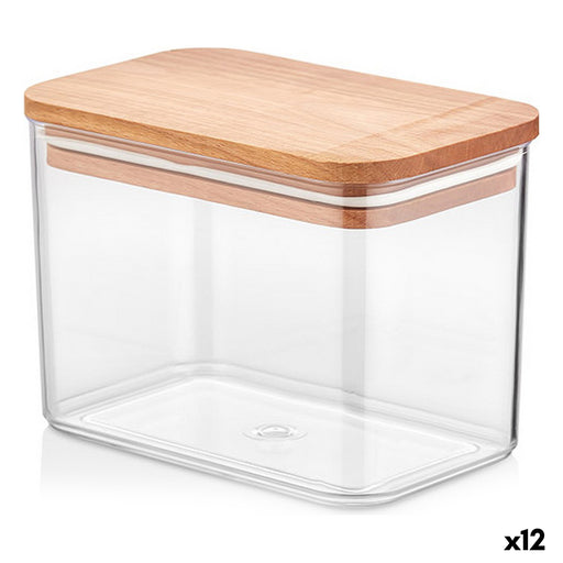 Jar Quttin With lid Plastic Wood Squared 1 L 14,5 x 9 x 10,5 cm (12 Units)