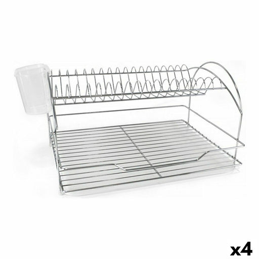 Draining Rack for Kitchen Sink Quttin White Silver Metal 46,5 x 35,5 x 26 cm 4,5 mm (4 Units)