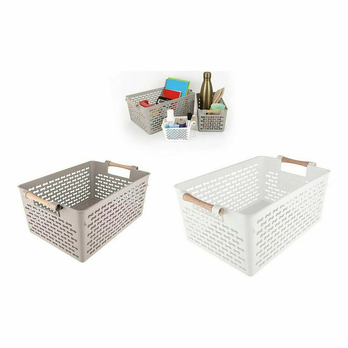 Multi-purpose basket Confortime Wood 37 x 23 x 15 cm (18 Units)