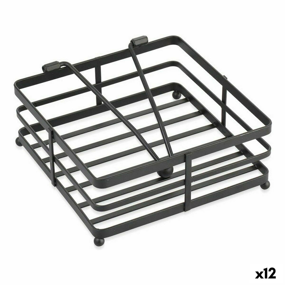 Kitchen Paper holder Confortime Black Metal 18 x 18 x 8 cm (12 Units)