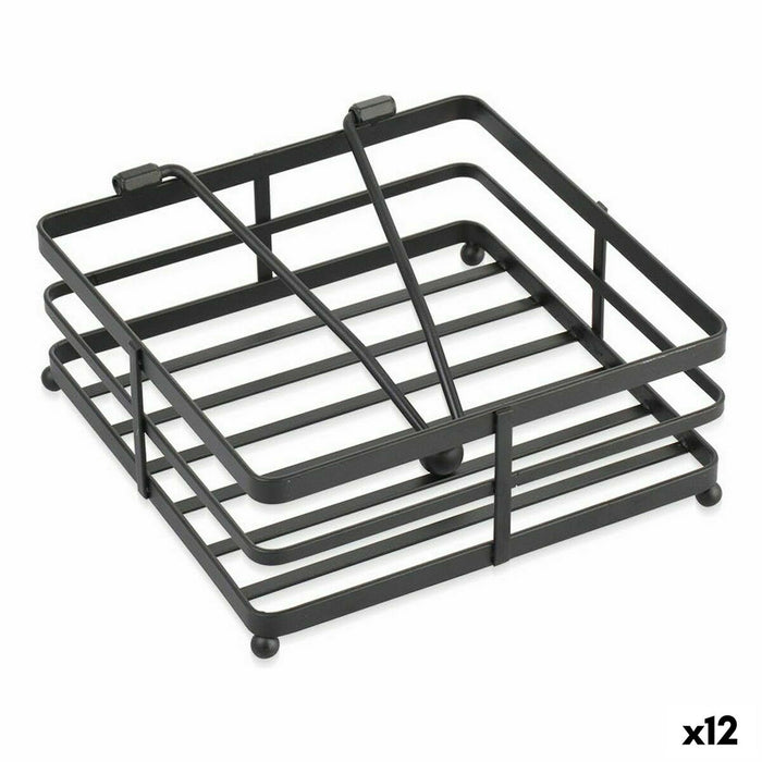 Kitchen Paper holder Confortime Black Metal 18 x 18 x 8 cm (12 Units)
