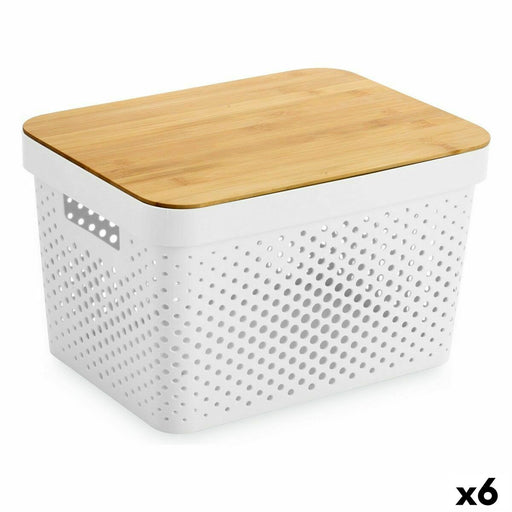 Multi-use Box Confortime White Brown Bamboo Plastic 36,5 x 27 x 21,5 cm (6 Units)