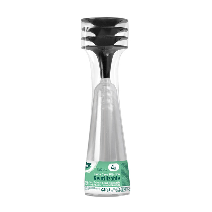 Reusable cava glasses Algon Black 150 ml 4 Units