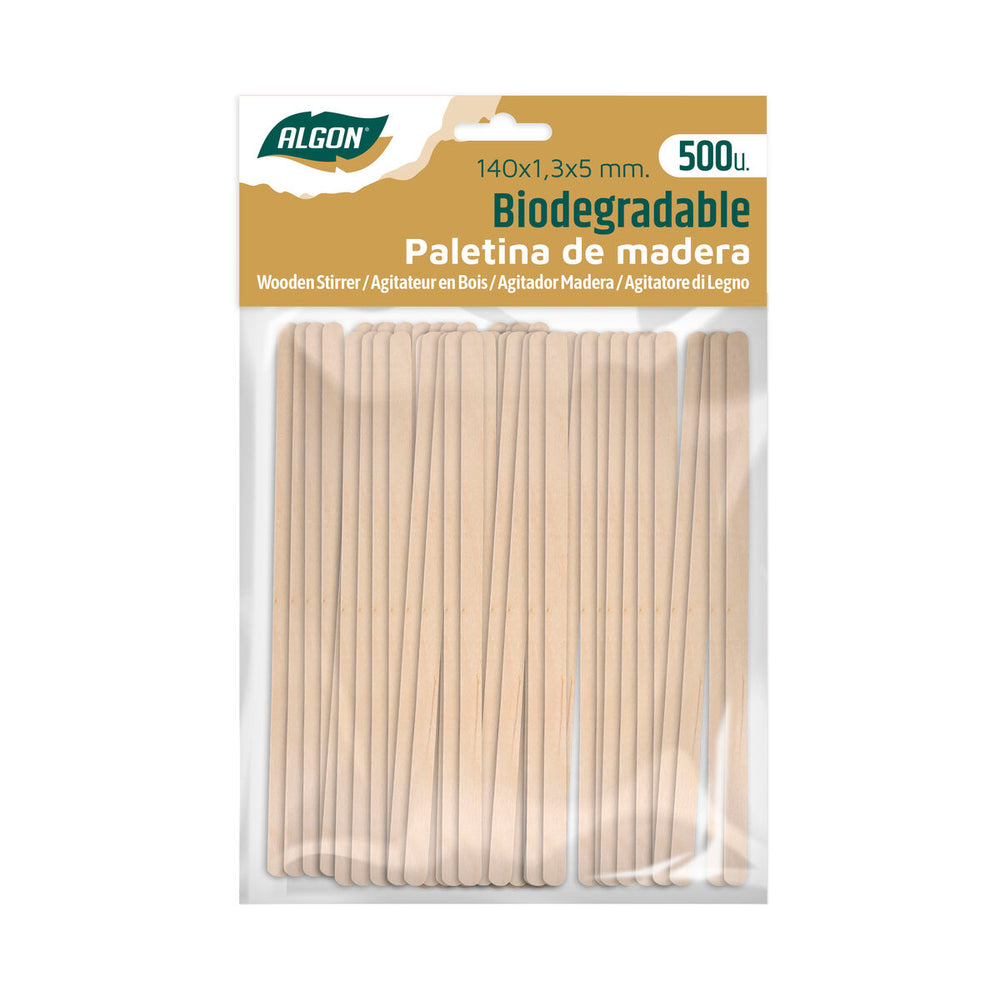 Kit of coffee stirrers Algon Wood 140 x 1,3 x 5 mm 500 Units